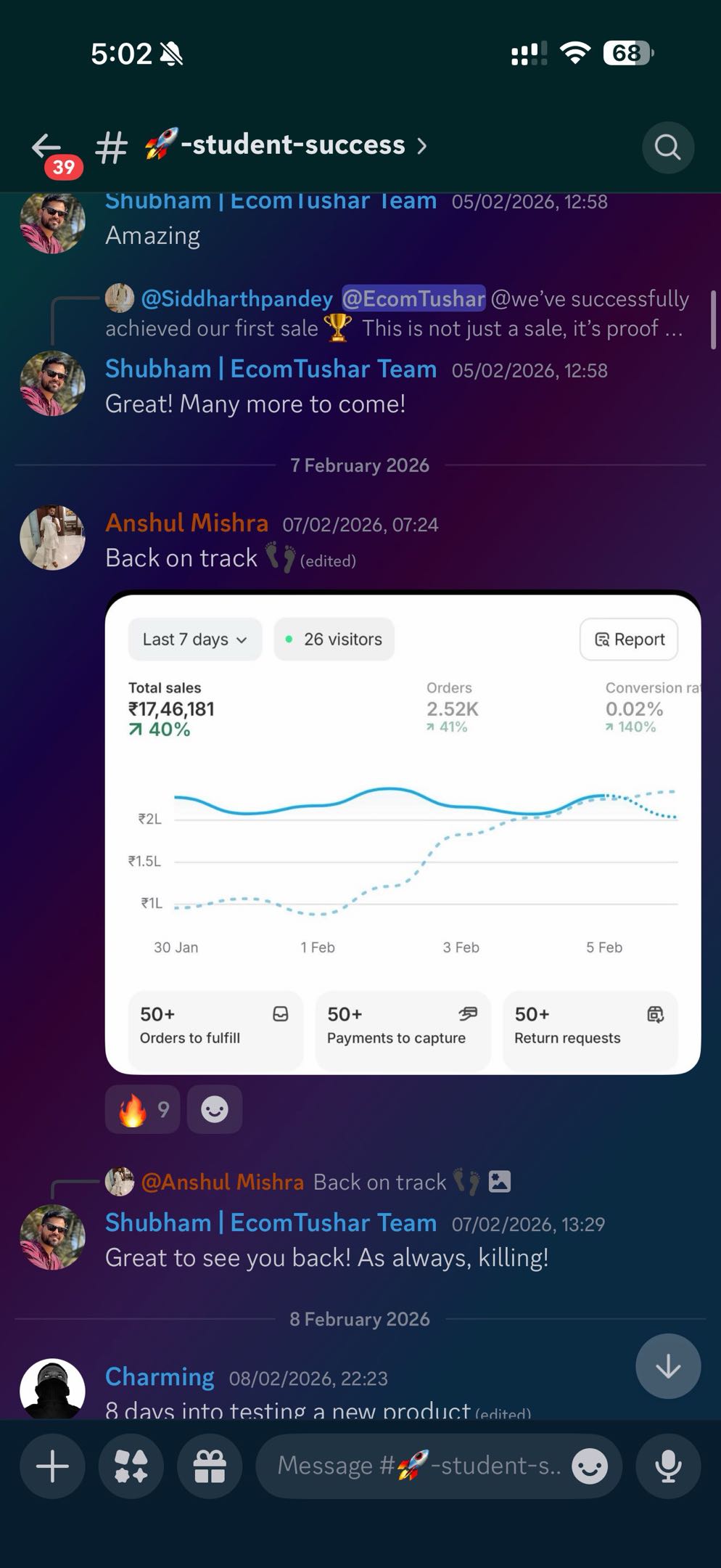 Student result shared in the community