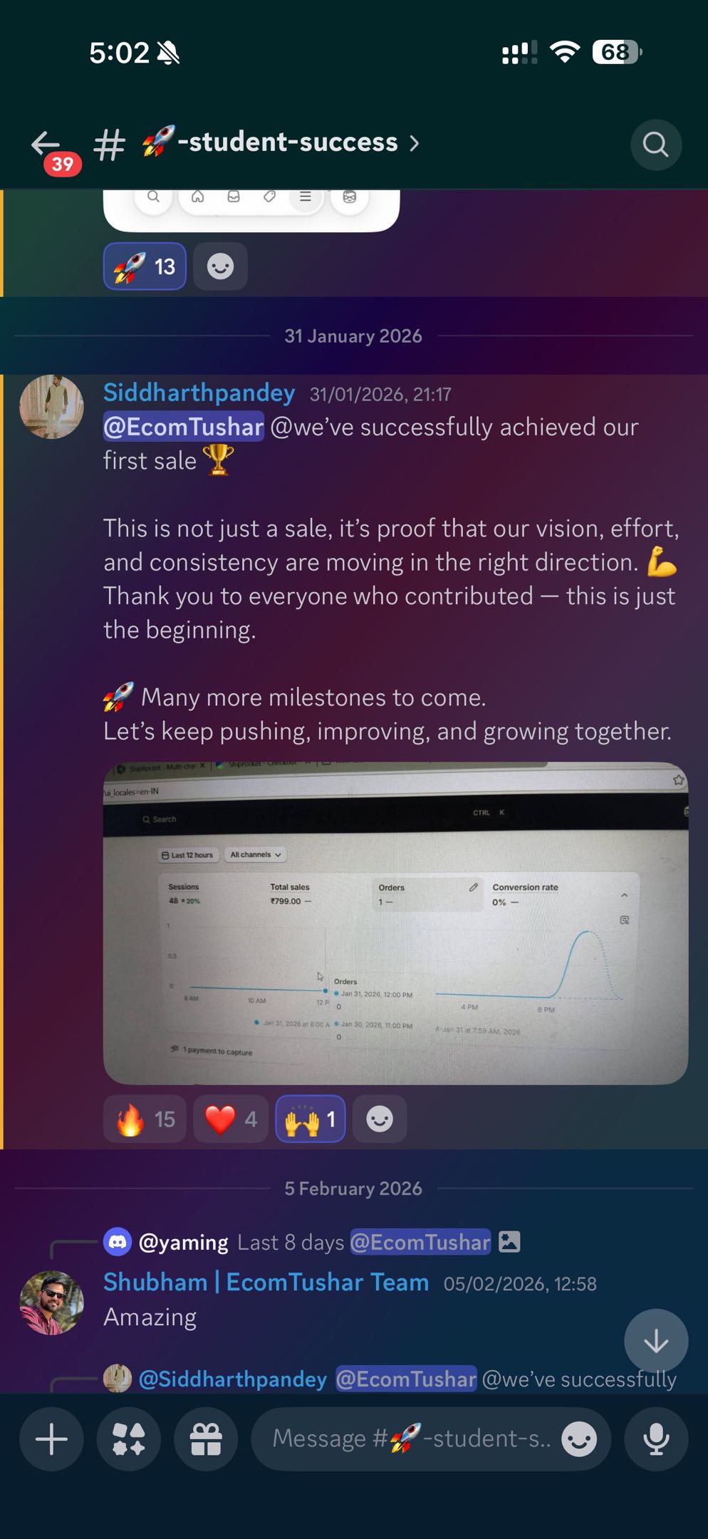 Student result shared in the community
